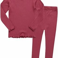 Budget 🛒 VAENAIT BABY 6M-12Y Kids Unisex 👧 Girls & Boys Soft Comfy Modal Tencel Shirring Sleepwear Pajamas 2pcs Set A-11-ivory 😀 -Sleepwear & Robes Sales 41AyiQJoG6L. AC