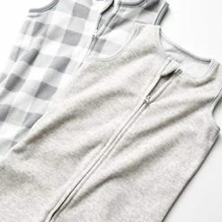 Outlet 🎉 Amazon Essentials Unisex Babies' Microfleece Sleep Sack, Pack Of 2 Grey/light Grey Heather, Buffalo Check 💯 -Sleepwear & Robes Sales 41Ccf2wSTLL