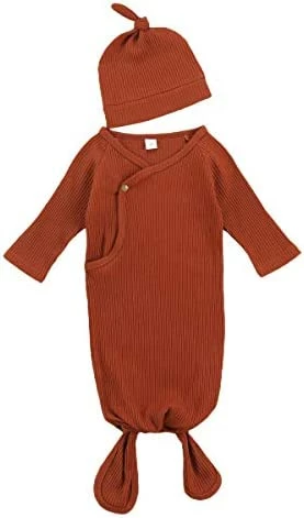 Brand new 🥰 FIOMVA Newborn Baby Girl Boy Nightgowns Organic Cotton Gowns Knotted Sleeping Bag With Hat Coming Home Outfit For Unisex Baby H-ribbed White 🧨 4 Brand new 🥰 FIOMVA Newborn Baby Girl Boy Nightgowns Organic Cotton Gowns Knotted Sleeping Bag With Hat Coming Home Outfit For Unisex Baby H-ribbed White 🧨 - Image 4