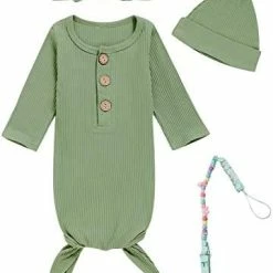 Deals ⌛ MoryGooder Newborn Cotton Nightgowns Neutral Baby Knotted Sleeper Baby Coming Home Outfit Dark Red 🧨 -Sleepwear & Robes Sales 41DJlOMBQGL. AC