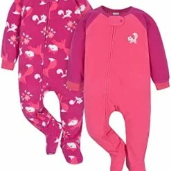 Best deal 🔔 Gerber Baby 👧 Girls Toddler Loose Fit Flame Resistant Fleece Footed Pajamas 2-Pack Blue Princess 🤩 -Sleepwear & Robes Sales 41E7jVnQrnL. AC