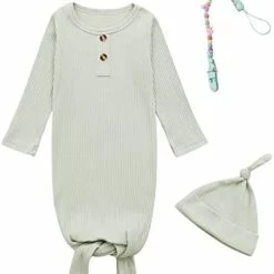 Deals ⌛ MoryGooder Newborn Cotton Nightgowns Neutral Baby Knotted Sleeper Baby Coming Home Outfit Dark Red 🧨 -Sleepwear & Robes Sales 41EN2t47KoL. AC