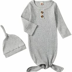New ❤️ Baby Gown Newborn Cotton Nightgown Long Sleeve Stripe Baby Sleeping Bags Baby Boy Girl Coming Home Outfits Set Hollow Grey ❤️ 24 New ❤️ Baby Gown Newborn Cotton Nightgown Long Sleeve Stripe Baby Sleeping Bags Baby Boy Girl Coming Home Outfits Set Hollow Grey ❤️ -Sleepwear & Robes Sales 41IVCNCsiLL. AC