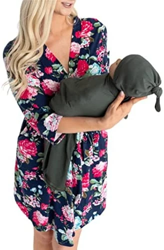 Best deal 🛒 DOUBLE THE SPRINKLES Maternity Robe And Matching Baby Set Hospital Labor Delivery Robe And Swaddle Set Maddison + Green Swaddle Set 🎉 10 Best deal 🛒 DOUBLE THE SPRINKLES Maternity Robe And Matching Baby Set Hospital Labor Delivery Robe And Swaddle Set Maddison + Green Swaddle Set 🎉 - Image 10