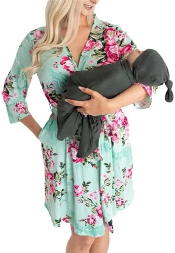 Best deal 🛒 DOUBLE THE SPRINKLES Maternity Robe And Matching Baby Set Hospital Labor Delivery Robe And Swaddle Set Maddison + Green Swaddle Set 🎉 12 Best deal 🛒 DOUBLE THE SPRINKLES Maternity Robe And Matching Baby Set Hospital Labor Delivery Robe And Swaddle Set Maddison + Green Swaddle Set 🎉 - Image 12