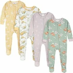 Best Sale 🤩 Gerber Baby 👧 Girls' 4-Pack Footed Pajamas Roses And Fox 😉 -Sleepwear & Robes Sales 41Jrc5VYLsL. AC