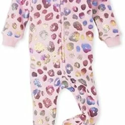 Budget 💯 The Children's Place Baby Toddler 👧 Girls Fleece Zip-Front One Piece Footed Pajama Dino/leopard 2 Pack 😍 -Sleepwear & Robes Sales 41KPNl2apeL. AC