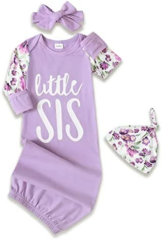 New ❤️ Baby Gown Newborn Cotton Nightgown Long Sleeve Stripe Baby Sleeping Bags Baby Boy Girl Coming Home Outfits Set Hollow Grey ❤️ 2 New ❤️ Baby Gown Newborn Cotton Nightgown Long Sleeve Stripe Baby Sleeping Bags Baby Boy Girl Coming Home Outfits Set Hollow Grey ❤️ - Image 2