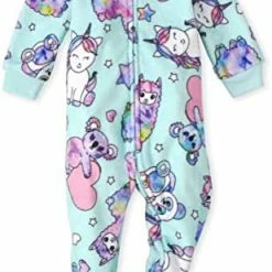 Budget 💯 The Children's Place Baby Toddler 👧 Girls Fleece Zip-Front One Piece Footed Pajama Dino/leopard 2 Pack 😍 -Sleepwear & Robes Sales 41LWmX9srgL. AC
