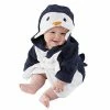 Best Sale 🎁 Mousmile Toddler Baby Coral Fleece Bathrobe Winter Cartoon Penguin Bath Wrap Towel Cozy Blanket Sleepwear For Boys 👧 Girls 🌟