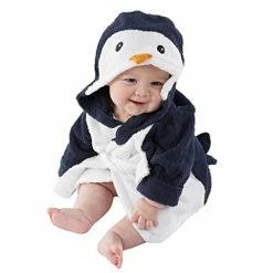 Best Sale 🎁 Mousmile Toddler Baby Coral Fleece Bathrobe Winter Cartoon Penguin Bath Wrap Towel Cozy Blanket Sleepwear For Boys 👧 Girls 🌟