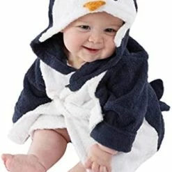 Best Sale 🎁 Mousmile Toddler Baby Coral Fleece Bathrobe Winter Cartoon Penguin Bath Wrap Towel Cozy Blanket Sleepwear For Boys 👧 Girls 🌟 -Sleepwear & Robes Sales 41MMEy1amDL. AC 1