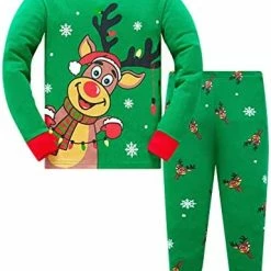 Best Sale 🛒 Kids 🎄 Christmas Pajamas 100% Cotton Toddler 👧 Girls Long Sleeve Elf Pjs Set Boys Xmas Jammies Holiday Clothes Set 3t-10t Elf/green 😀 -Sleepwear & Robes Sales 41NXkT3SshL. AC