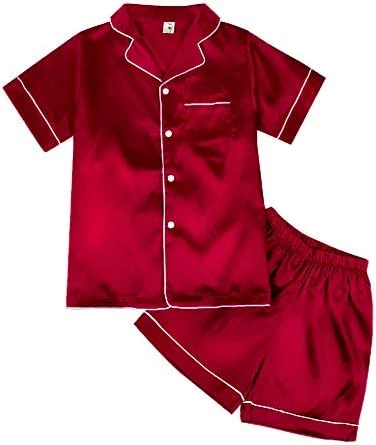 Deals ๐ Weixinbuy Pajama Set For Kid Baby Boy Girl Button-up Silk Pajama Sleepwear Nightwear Loungewear Clothes Set Gifts For Kids Red (short Sleeve) ๐ 12 Deals ๐ Weixinbuy Pajama Set For Kid Baby Boy Girl Button-up Silk Pajama Sleepwear Nightwear Loungewear Clothes Set Gifts For Kids Red (short Sleeve) ๐ - Image 12
