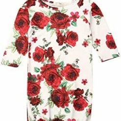 Best deal 🎁 Newborn Infant Baby Girl Boy Floral Print Cotton Sleeper Gown With Headband Outfits X-a Beige 🎉 -Sleepwear & Robes Sales 41PVAbrAGdL. AC