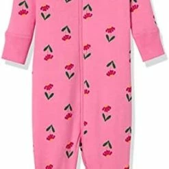 Flash Sale 🧨 Moon And Back By Hanna Andersson Baby 👧 Girls' One-Piece Organic Cotton Footless Pajamas Pink Flowers ✨ -Sleepwear & Robes Sales 41Pk27uBxS. AC
