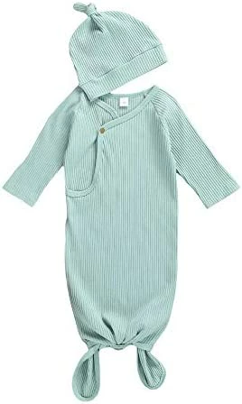 New 🛒 Unisex Infant Baby Gown Sleeping Bag Newborn Boy Girl Knotted Sleeper Nighgown Pajamas Coming Home Outfits B Green 💯 2 New 🛒 Unisex Infant Baby Gown Sleeping Bag Newborn Boy Girl Knotted Sleeper Nighgown Pajamas Coming Home Outfits B Green 💯 - Image 2