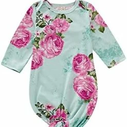 Best deal 🎁 Newborn Infant Baby Girl Boy Floral Print Cotton Sleeper Gown With Headband Outfits X-a Beige 🎉 -Sleepwear & Robes Sales 41TFm6hqE1L. AC