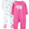 Cheap 🎉 Simple Joys By Carter's Baby 👧 Girls' Cotton Footed Sleep And Play, Pack Of 2 🤩