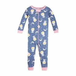 Brand new ๐งจ LAMAZE ๐ง Girls' Super Combed Natural Cotton Footless Stretchie One Piece Sleepwear, Baby And Toddler, Zipper, 1 Pack Purple Moon And Stars ๐