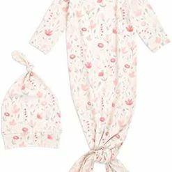 Discount 💯 Aden + Anais Comfort Knit Knotted Newborn Baby Gown And Hat, 2 Piece Set, 0-3 Months Perennial 🧨 -Sleepwear & Robes Sales 41VVHKkCiCL. AC