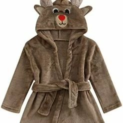 Coupon 🤩 Toddler Girl Boy ❄ Christmas Hooded Fleece Robe Long Sleeve Elk Fox Pattern Plush Bathrobe Kids Cute Clothing 😉 -Sleepwear & Robes Sales 41Vb aybnXL. AC