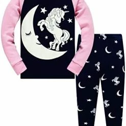 Brand new π Girls Unicorn Pajamas Toddler π Christmas Pajamas Long Sleeve 100% Cotton PJs 2pcs Kids Sleepwear Unicorn(glow In Dark) π