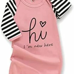Deals 🌟 Newborn Baby Girl Little Sister Sleeper Gown Stripe Long Sleeve Nightgown Outfit 🧛 Halloween1 🌟 -Sleepwear & Robes Sales 41XYIaWeP1L. AC