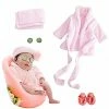 Best reviews of ⌛ 5PCS Newborn Photography Outfits, Baby Bathrobes Bath Towel Outfit With Slippers Photo Props For 👧 Girls And Boys Pink 👍