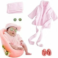 Best reviews of ⌛ 5PCS Newborn Photography Outfits, Baby Bathrobes Bath Towel Outfit With Slippers Photo Props For 👧 Girls And Boys Pink 👍 -Sleepwear & Robes Sales 41XvX4EDeQL. AC