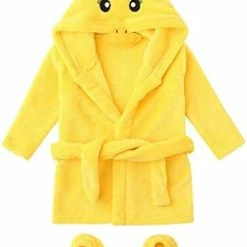 Discount 👏 Cartoon Bathrobes 0-12 Months Infant Boys 👧 Girls Cartoon Flannel Bathrobes Hoodie 🧥 Coat Footwear Outfits Cotton Soft Yellow 🥰 -Sleepwear & Robes Sales 41ZcpdZR29L. AC