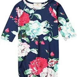 Best deal 🎁 Newborn Infant Baby Girl Boy Floral Print Cotton Sleeper Gown With Headband Outfits X-a Beige 🎉 -Sleepwear & Robes Sales 41a6ta1BK L. AC