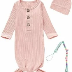 Deals ⌛ MoryGooder Newborn Cotton Nightgowns Neutral Baby Knotted Sleeper Baby Coming Home Outfit Dark Red 🧨 -Sleepwear & Robes Sales 41cYi7V4ioL. AC