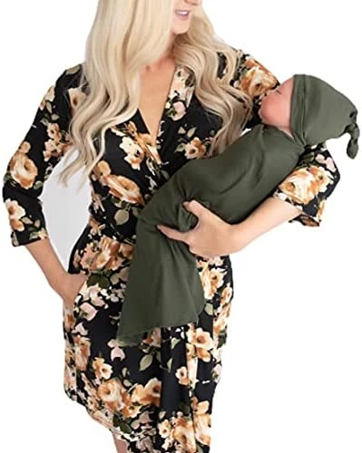 Best deal 🛒 DOUBLE THE SPRINKLES Maternity Robe And Matching Baby Set Hospital Labor Delivery Robe And Swaddle Set Maddison + Green Swaddle Set 🎉 13 Best deal 🛒 DOUBLE THE SPRINKLES Maternity Robe And Matching Baby Set Hospital Labor Delivery Robe And Swaddle Set Maddison + Green Swaddle Set 🎉 - Image 13