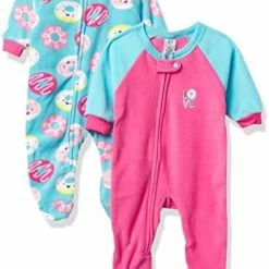 Best deal 🔔 Gerber Baby 👧 Girls Toddler Loose Fit Flame Resistant Fleece Footed Pajamas 2-Pack Blue Princess 🤩 -Sleepwear & Robes Sales 41eggjzgBoL. AC