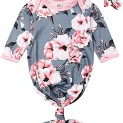 Best deal 🎁 Newborn Infant Baby Girl Boy Floral Print Cotton Sleeper Gown With Headband Outfits X-a Beige 🎉 -Sleepwear & Robes Sales 41fUNVp6eL. AC