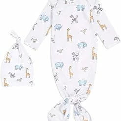 Discount 💯 Aden + Anais Comfort Knit Knotted Newborn Baby Gown And Hat, 2 Piece Set, 0-3 Months Perennial 🧨 -Sleepwear & Robes Sales 41iahV3DoIL. AC