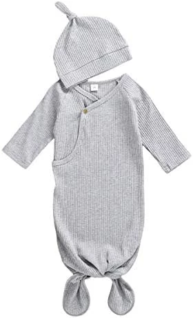 Brand new 🥰 FIOMVA Newborn Baby Girl Boy Nightgowns Organic Cotton Gowns Knotted Sleeping Bag With Hat Coming Home Outfit For Unisex Baby H-ribbed White 🧨 7 Brand new 🥰 FIOMVA Newborn Baby Girl Boy Nightgowns Organic Cotton Gowns Knotted Sleeping Bag With Hat Coming Home Outfit For Unisex Baby H-ribbed White 🧨 - Image 7