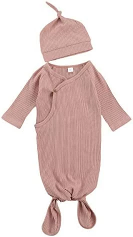Brand new 🥰 FIOMVA Newborn Baby Girl Boy Nightgowns Organic Cotton Gowns Knotted Sleeping Bag With Hat Coming Home Outfit For Unisex Baby H-ribbed White 🧨 5 Brand new 🥰 FIOMVA Newborn Baby Girl Boy Nightgowns Organic Cotton Gowns Knotted Sleeping Bag With Hat Coming Home Outfit For Unisex Baby H-ribbed White 🧨 - Image 5
