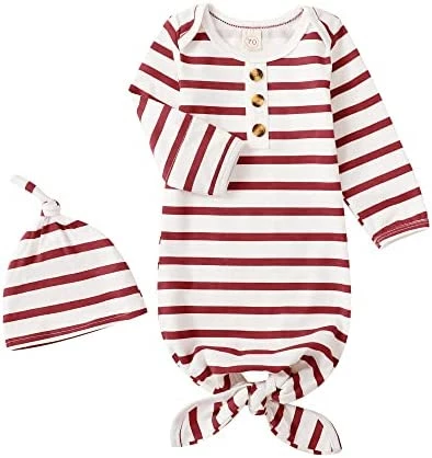 New ❤️ Baby Gown Newborn Cotton Nightgown Long Sleeve Stripe Baby Sleeping Bags Baby Boy Girl Coming Home Outfits Set Hollow Grey ❤️ 15 New ❤️ Baby Gown Newborn Cotton Nightgown Long Sleeve Stripe Baby Sleeping Bags Baby Boy Girl Coming Home Outfits Set Hollow Grey ❤️ - Image 15