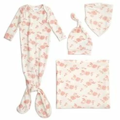 Promo 🎁 Aden + Anais Snuggle Knit Knotted Newborn Baby Gown & Hat Set-Heather Grey 🎁 -Sleepwear & Robes Sales 41m1nN4hRWL