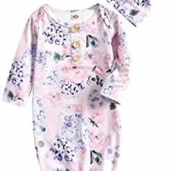 Cheapest 👏 Fuzbavo Newborn Baby 👧 Girls Boys Cotton Sleeper Gown Infant Knotted Gown Hat Set … Pink ✔️ -Sleepwear & Robes Sales 41n5ZdYtchL. AC