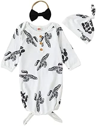 Brand new ๐ Newborn Baby ๐ง Girls Boy Knotted Gown Floral Nightgown Sleeper Gown Swaddle Headband Hat Coming Home Outfit Set Pink โ๏ธ 8 Brand new ๐ Newborn Baby ๐ง Girls Boy Knotted Gown Floral Nightgown Sleeper Gown Swaddle Headband Hat Coming Home Outfit Set Pink โ๏ธ - Image 8