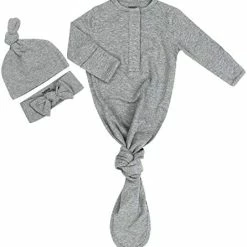 Promo 🔥 TWINOR Plain Knotted Baby Gown With Headband Hat Infant Sleeper For Baby Girl And Boy Light Green ⭐ -Sleepwear & Robes Sales 41oAz6ESKcL. AC