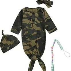 Deals ⌛ MoryGooder Newborn Cotton Nightgowns Neutral Baby Knotted Sleeper Baby Coming Home Outfit Dark Red 🧨 -Sleepwear & Robes Sales 41oPnkzn2cL. AC