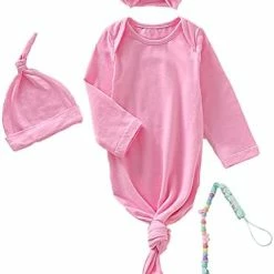 Deals ⌛ MoryGooder Newborn Cotton Nightgowns Neutral Baby Knotted Sleeper Baby Coming Home Outfit Dark Red 🧨 -Sleepwear & Robes Sales 41owzQI12L. AC