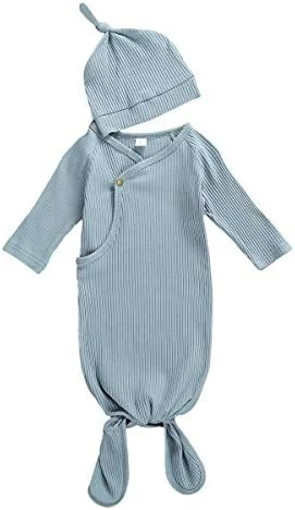 Brand new 🥰 FIOMVA Newborn Baby Girl Boy Nightgowns Organic Cotton Gowns Knotted Sleeping Bag With Hat Coming Home Outfit For Unisex Baby H-ribbed White 🧨 2 Brand new 🥰 FIOMVA Newborn Baby Girl Boy Nightgowns Organic Cotton Gowns Knotted Sleeping Bag With Hat Coming Home Outfit For Unisex Baby H-ribbed White 🧨 - Image 2