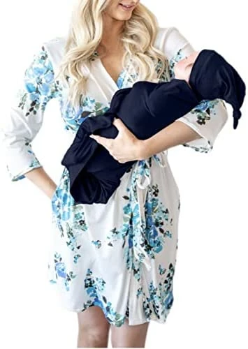 Best deal 🛒 DOUBLE THE SPRINKLES Maternity Robe And Matching Baby Set Hospital Labor Delivery Robe And Swaddle Set Maddison + Green Swaddle Set 🎉 11 Best deal 🛒 DOUBLE THE SPRINKLES Maternity Robe And Matching Baby Set Hospital Labor Delivery Robe And Swaddle Set Maddison + Green Swaddle Set 🎉 - Image 11