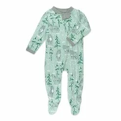 Brand new ⌛ HonestBaby Baby Organic Cotton Footed Sleep & Play Pajamas Hand Drawn Plaid Snow White/gray 🛒