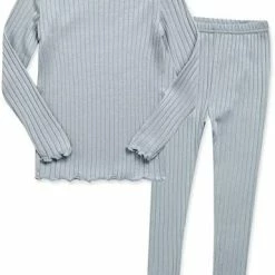 Budget 🛒 VAENAIT BABY 6M-12Y Kids Unisex 👧 Girls & Boys Soft Comfy Modal Tencel Shirring Sleepwear Pajamas 2pcs Set A-11-ivory 😀 -Sleepwear & Robes Sales 41wvB49p7cL. AC